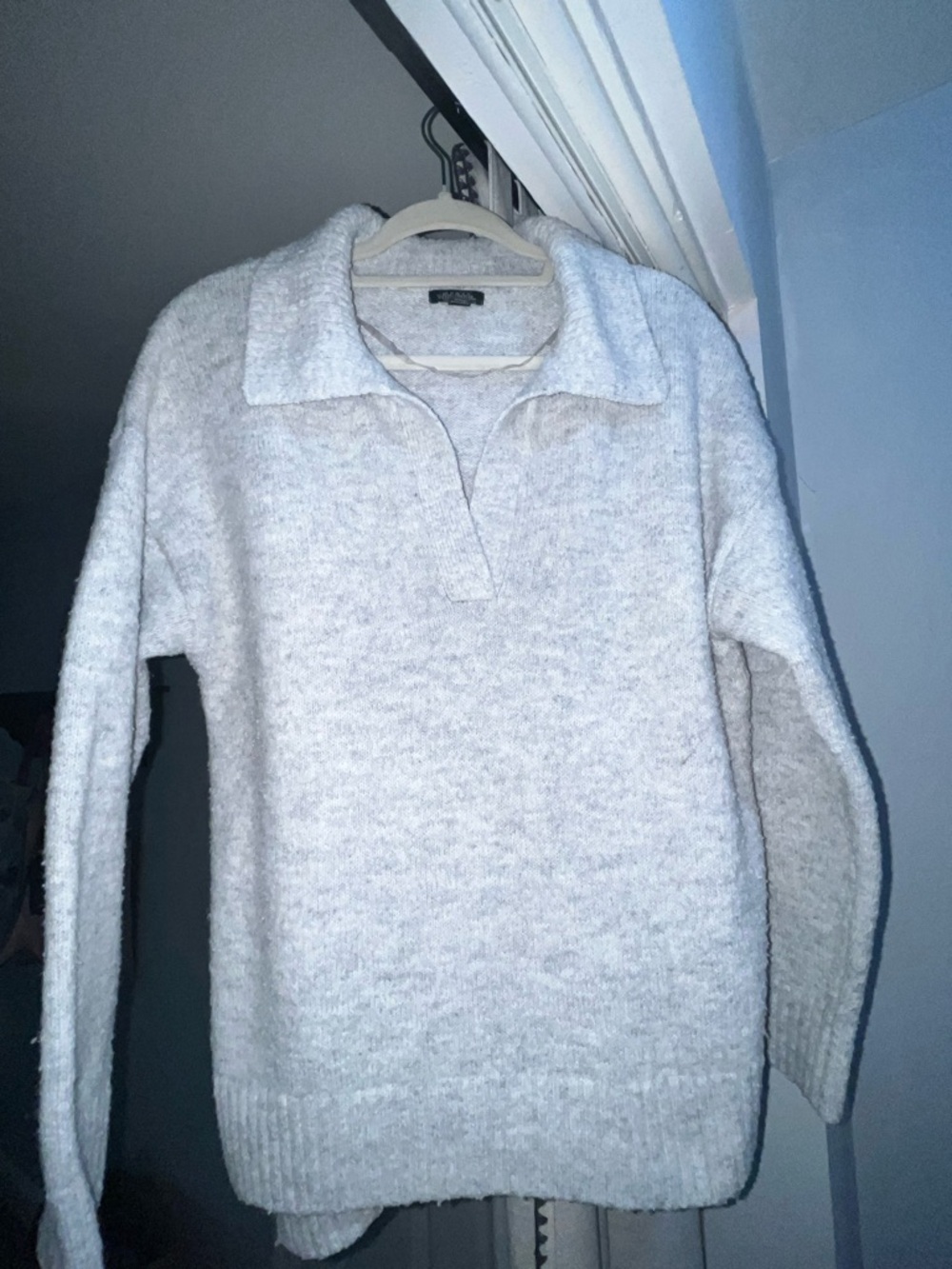 Women’s Grey Collared Knit Sweater - Picture 3 of 4